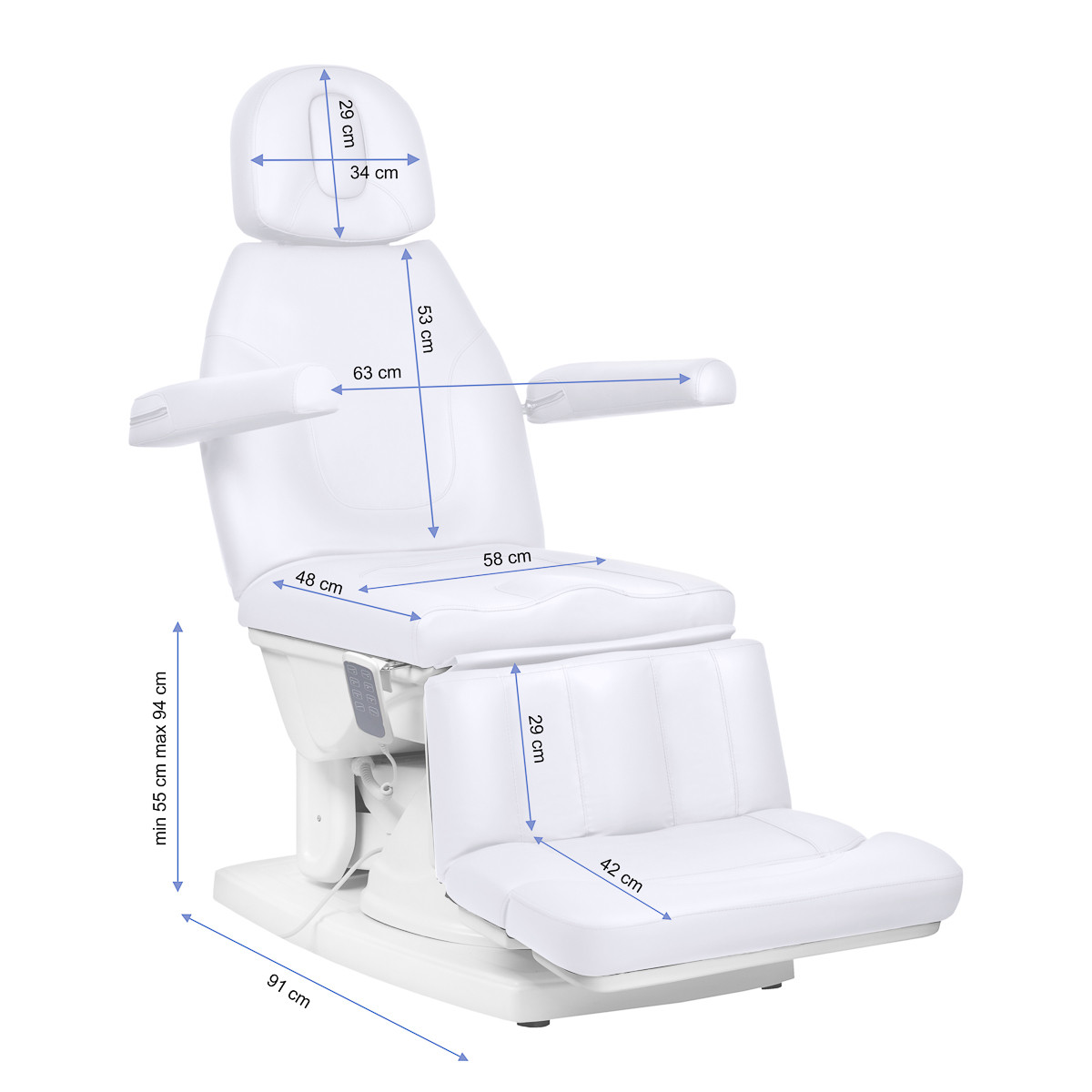 Električni podiatrijski kozmetični stol Kate, 4 aktuatorji, hladno bela - slika 8